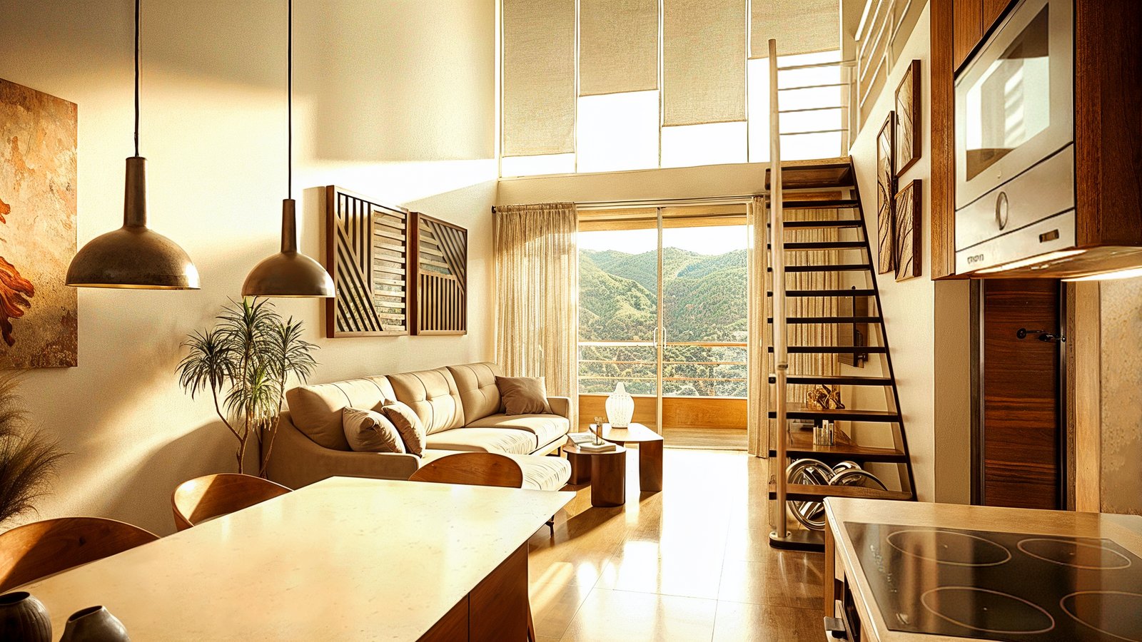 Interior rendering of Serena Condos living room and dining space